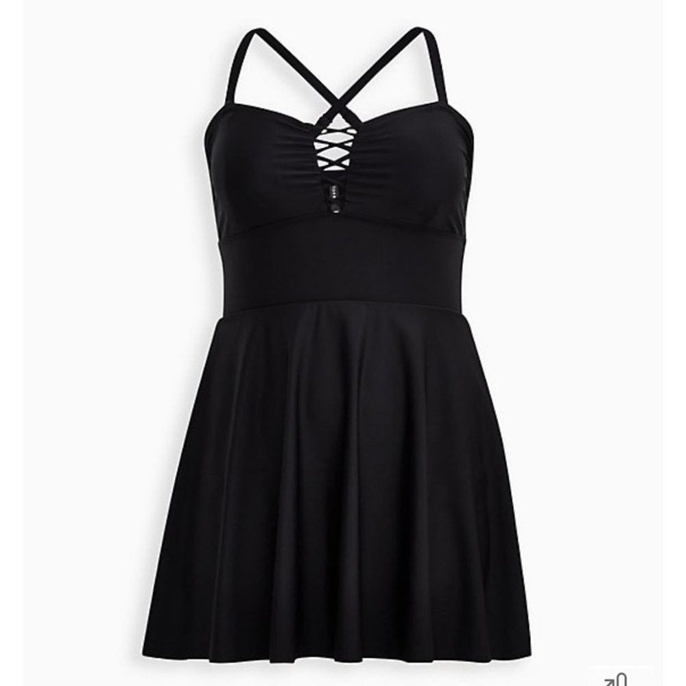 New! Torrid‎ sz 3 Lattice Peplum Swim Bathing Suit Dress 3X